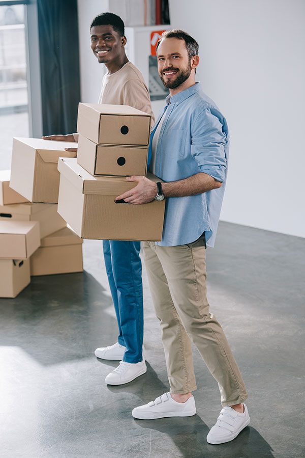 Office employees getting their stuff ready to relocate